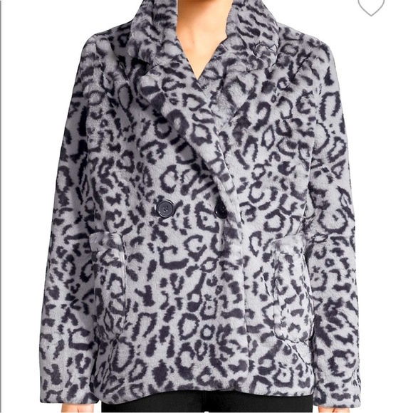 Jou Jou Gray Leopard Print Teddy Jacket - Picture 7 of 8